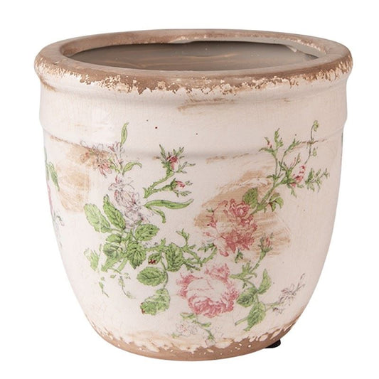 Vintage-style ceramic flower planter Pink Flowers, 15*14 cm, 6CE1541M