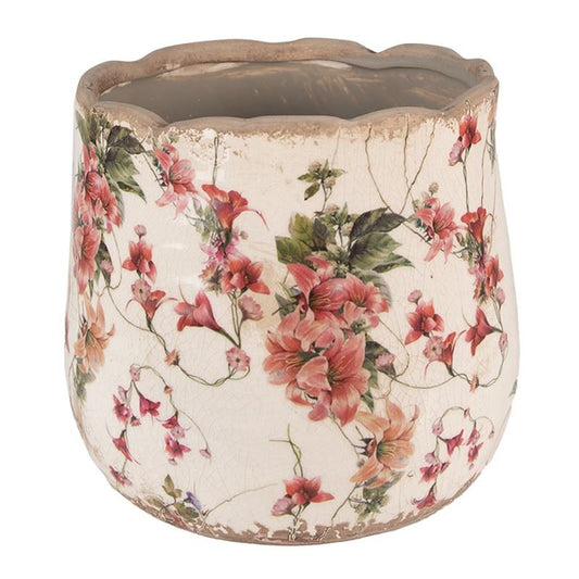 Ceramic flower pot in vintage style, 18*16 cm, 6CE1549M