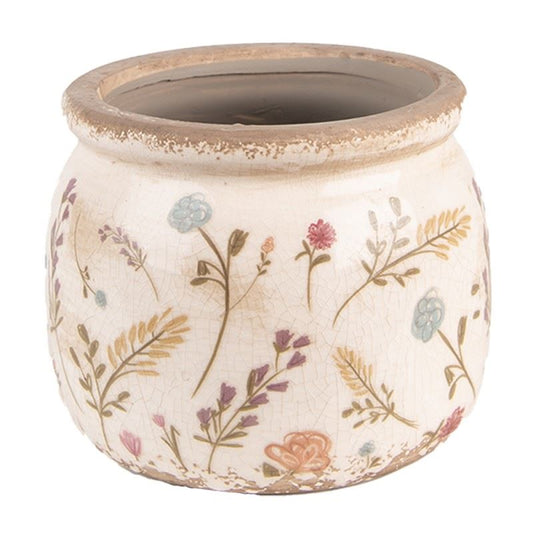 Ceramic flowerpot for flowers in vintage style Colored Flowers, 12*9 cm, 6CE1551S