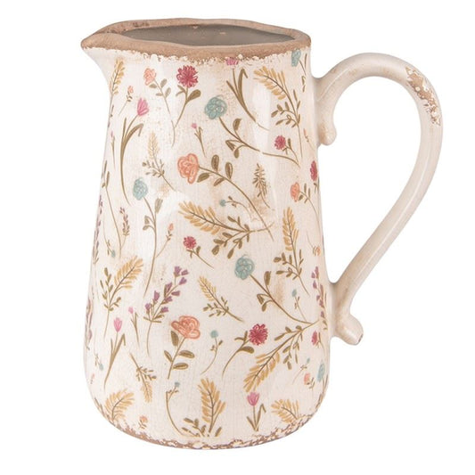 Decorative ceramic jug in vintage style Colored Flowers, 21*14*23 cm, 6CE1552L