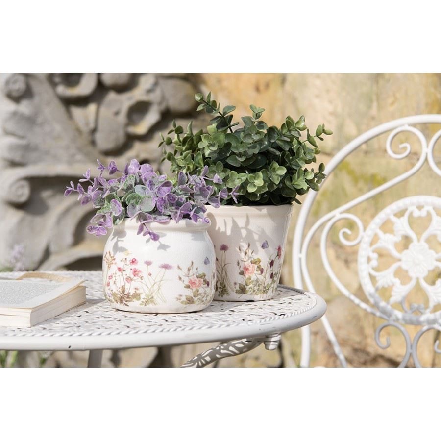 Ceramic flower pot in vintage style, 14*13 cm, 6CE1555M
