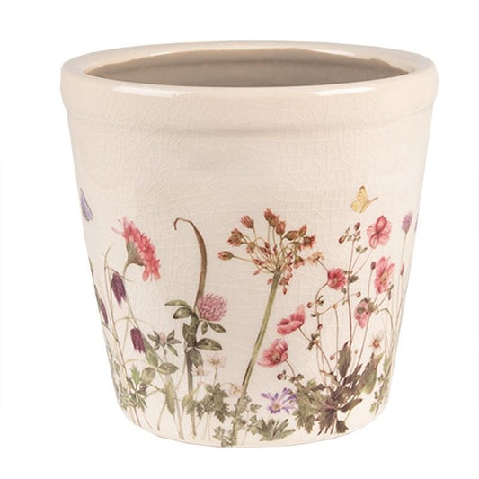 Ceramic flower pot in vintage style, 14*13 cm, 6CE1555M