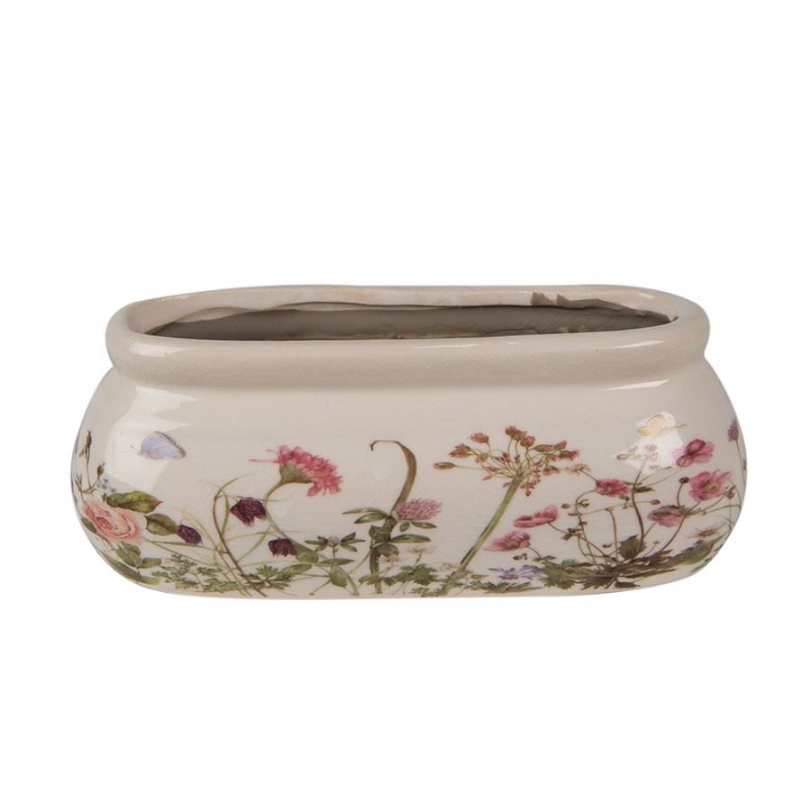 Ceramic flower planter in vintage style, 18*7*7 cm, 6CE1602S