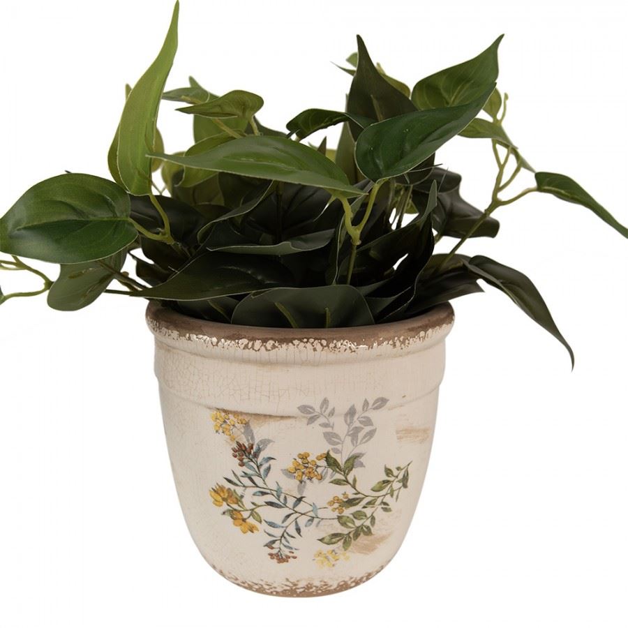 Ceramic flower pot in vintage style Flowers, 18*17 cm, 6CE1607L