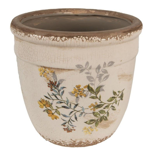 Ceramic flower pot in vintage style Flowers, 18*17 cm, 6CE1607L