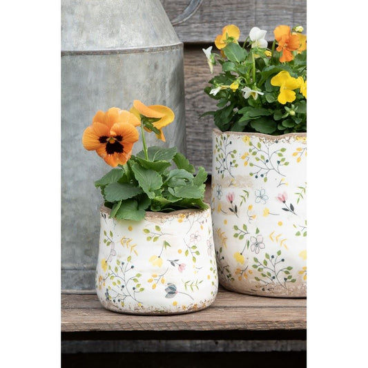 Ceramic Flower Pot in Vintage Style Colored Flowers, 21*19 cm, 6CE1610L