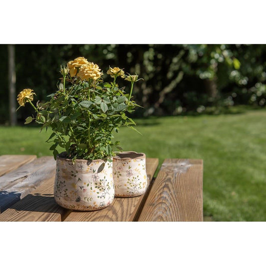 Ceramic flowerpot for flowers in vintage style Colored Flowers, 14*12 cm, 6CE1610S