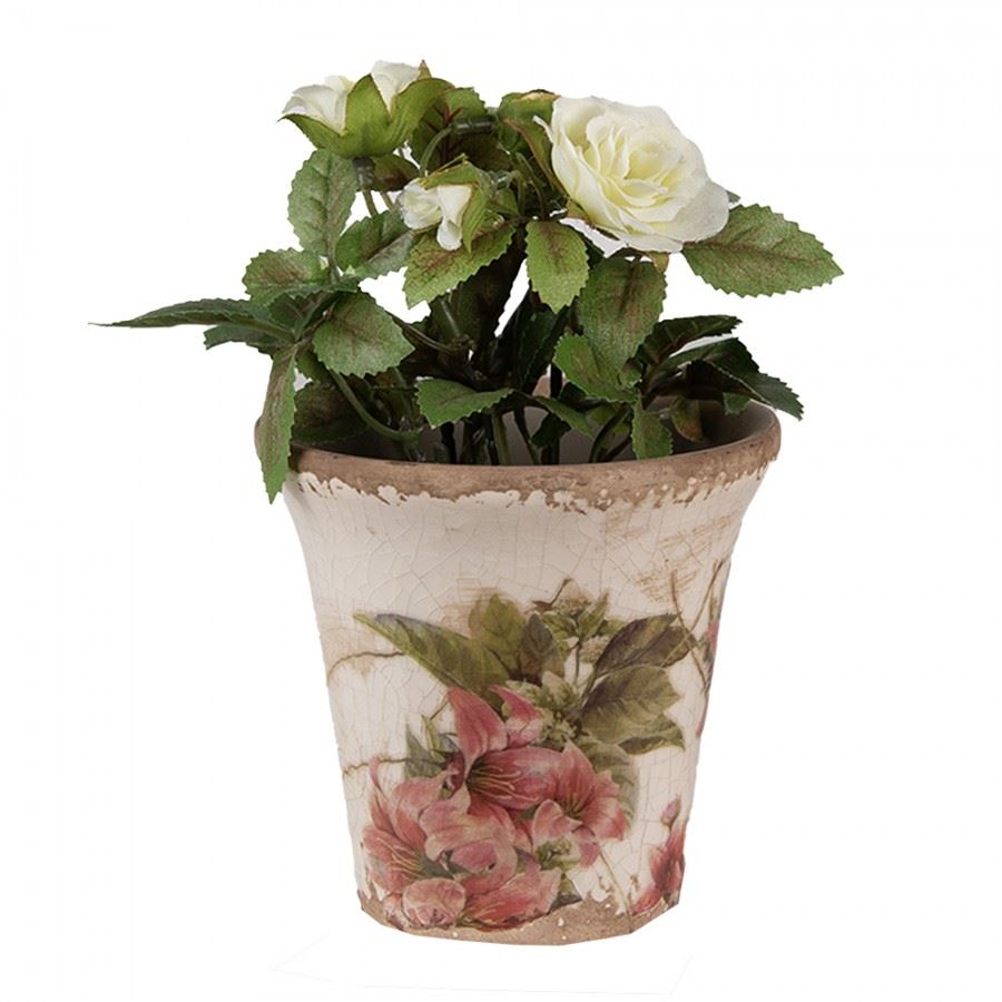 Ceramic flower planter in vintage style 3.6x3.2 in (9x8 cm)