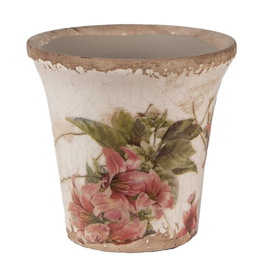 Ceramic flower planter in vintage style 3.6x3.2 in (9x8 cm)