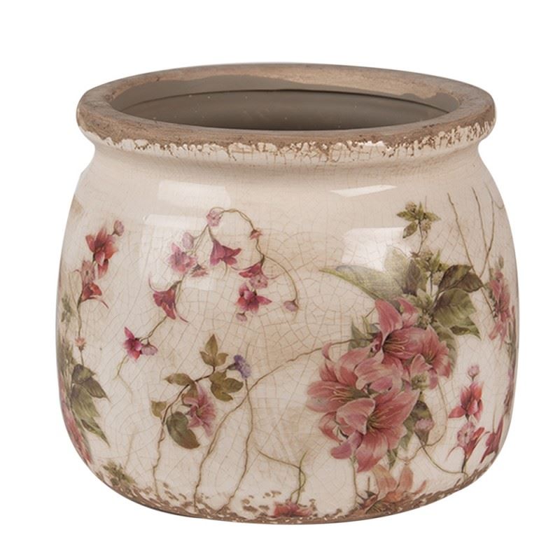 Ceramic flower pot in vintage style, 16*13 cm, 6CE1628M