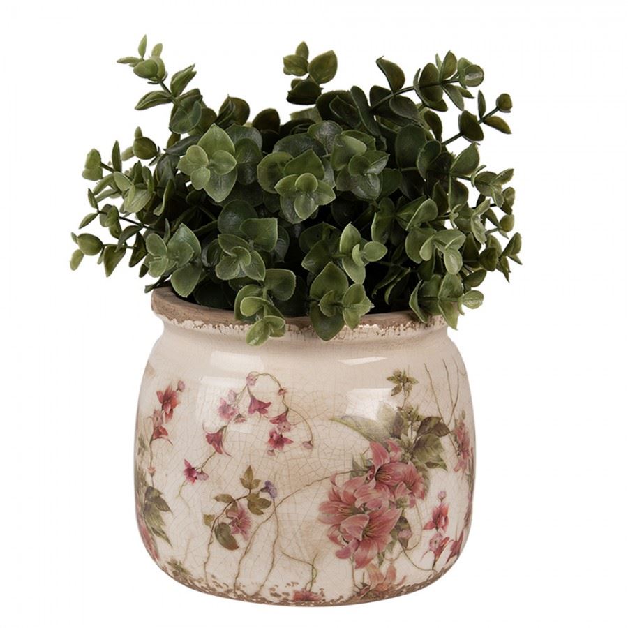 Ceramic flower pot in vintage style, 16*13 cm, 6CE1628M