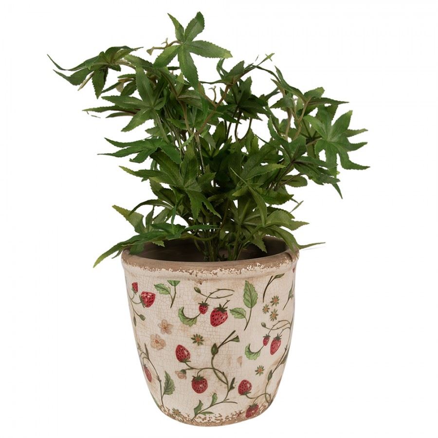 Strawberries vintage style ceramic flower pot, 16*16 cm, 6CE1631L