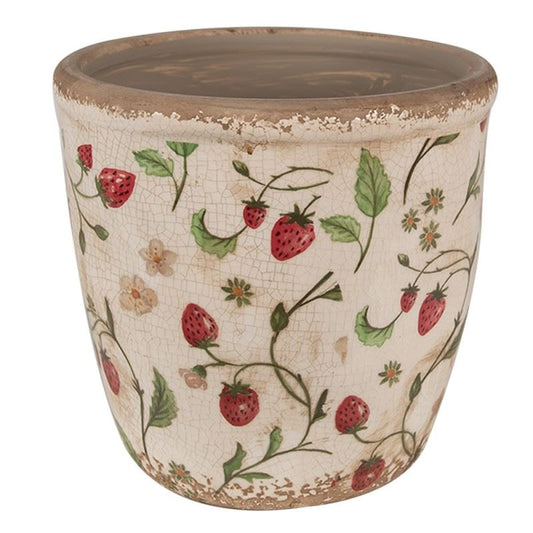 Strawberries vintage style ceramic flower pot, 16*16 cm, 6CE1631L