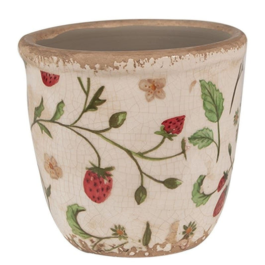 Strawberries vintage style ceramic flower pot, 11*10 cm, 6CE1631XS