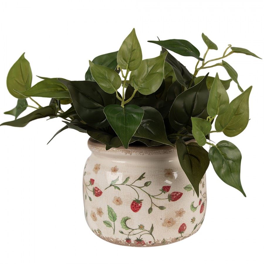 Ceramic flower pot in vintage style Strawberries, 20*15 cm, 6CE1632L