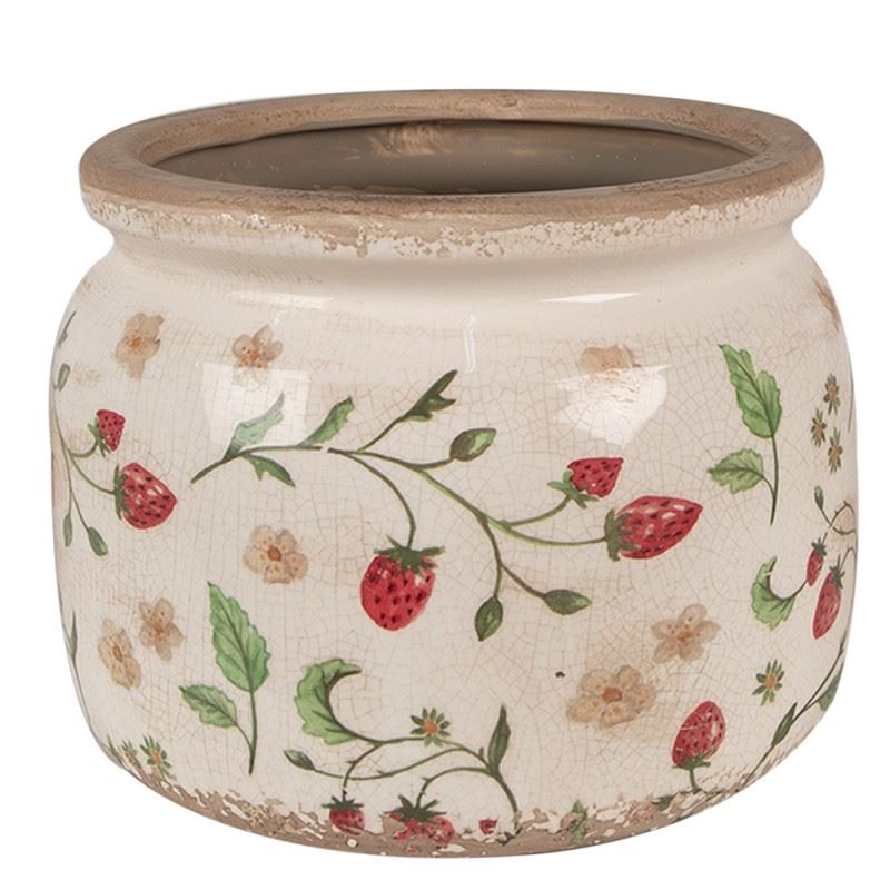 Ceramic plant pot with strawberry motif