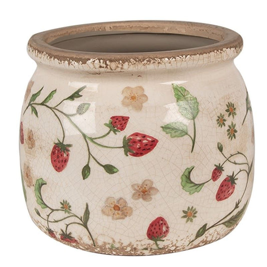 Strawberrie vintage style ceramic flower planter 6.4x5 in (16*13 cm)