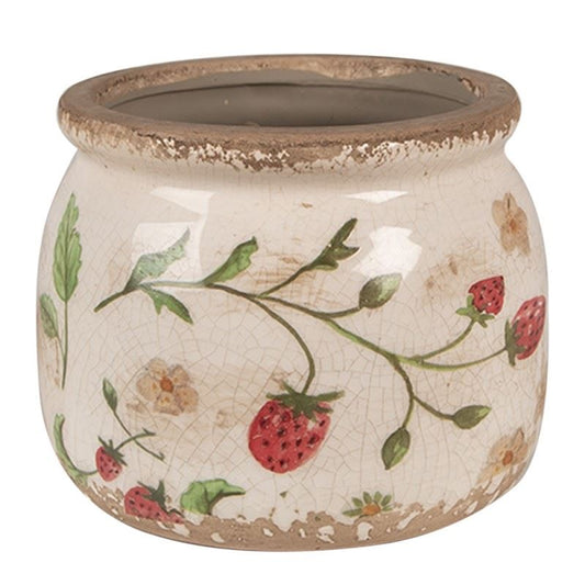 Ceramic Flower Pot in Vintage Style Strawberrie, 12*10 cm, 6CE1632S