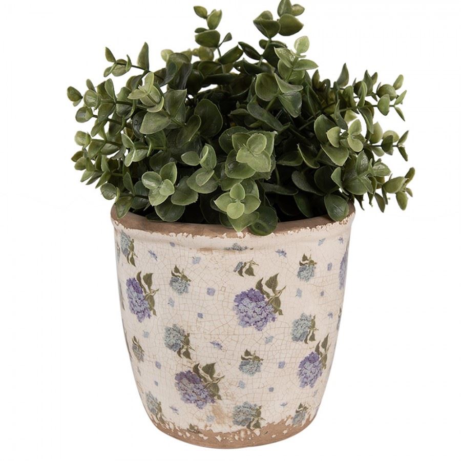 Ceramic flower pot in vintage style Hydrangea, 13*14 cm, 6CE1638M