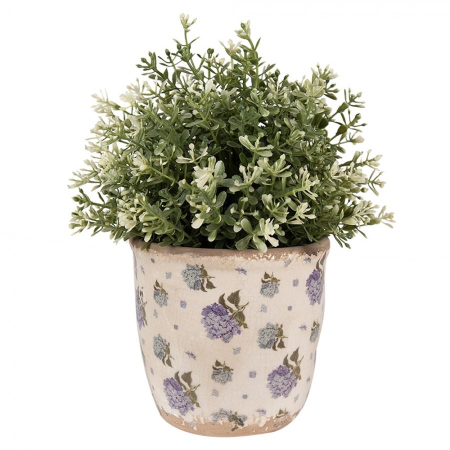 Ceramic flower pot in vintage style Hydrangea, 13*12 cm, 6CE1638S