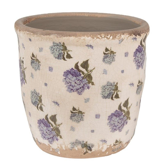 Ceramic flower pot in vintage style Hydrangea, 13*12 cm, 6CE1638S