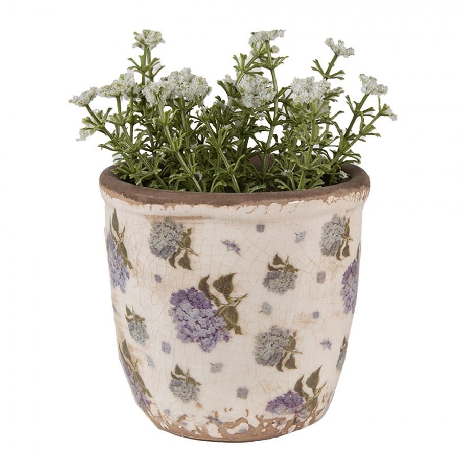 Ceramic flower pot in vintage style Hydrangea, 11*10 cm, 6CE1638XS