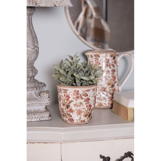 Shabby Chic Harmony Ceramic Planter, 5.6x5.2 in (14x13 cm)
