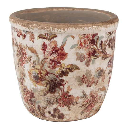 Vintage-style ceramic flower planter Pink Flowers 4.4x4.4 in(11*11 cm)