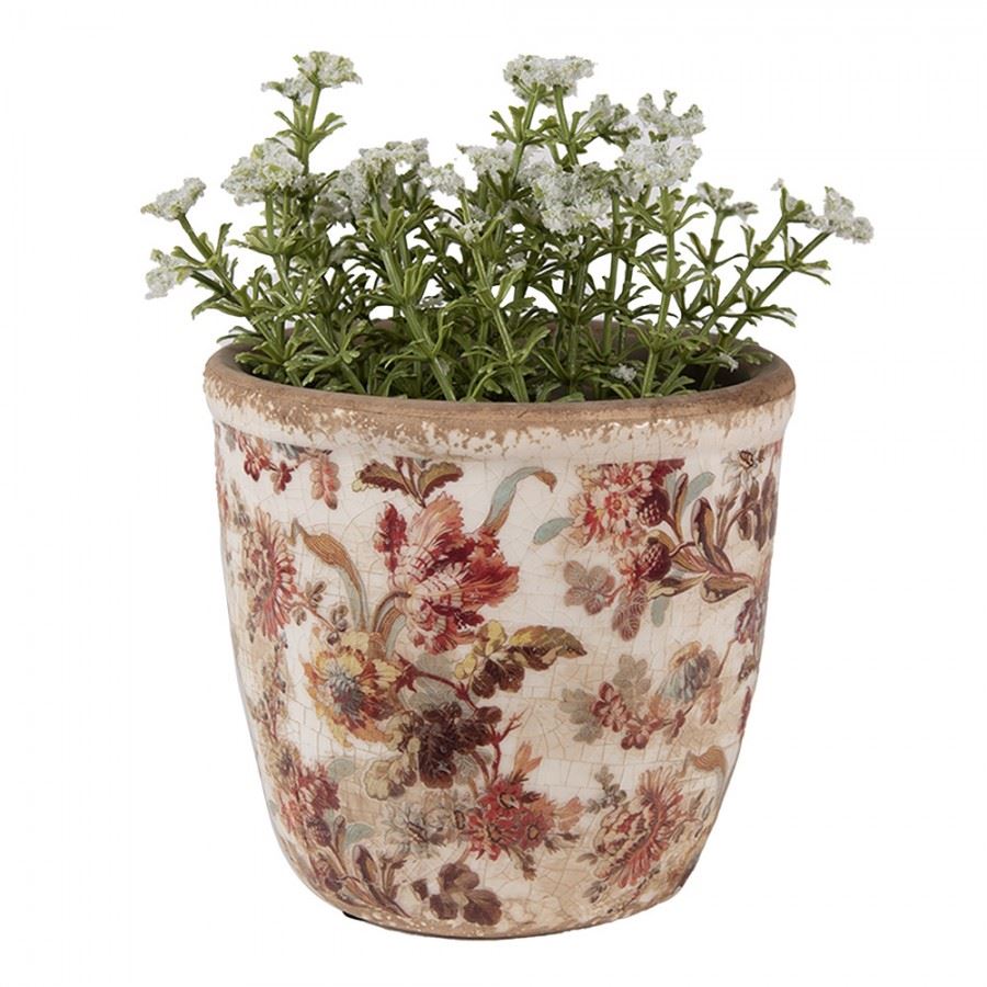 Vintage-style ceramic flower pot Pink Flowers