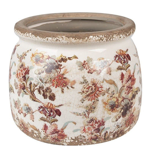 Vintage Shabby Chic Floral Ceramic Planter  6.4x5.2 in (16*13 cm)