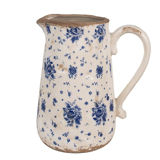 Decorative ceramic jug in vintage style Blue Roses, 21*15*23 cm