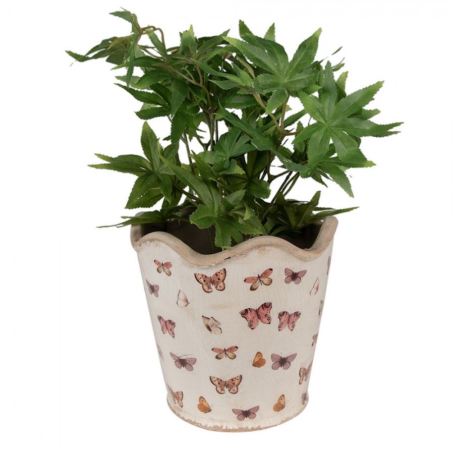 Ceramic flower pot in vintage style Butterflies, 19*18 cm