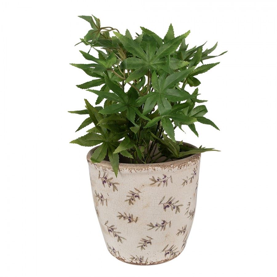 Ceramic flower planter in vintage style Olives, 16*16 cm, 6CE1669L