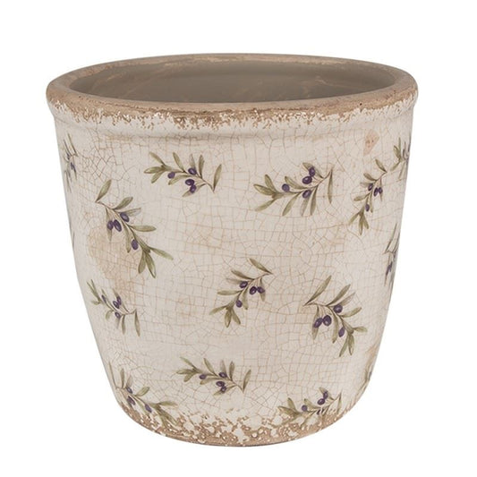 Olives vintage style ceramic flower planter 5.6x5 in (14*13 cm)
