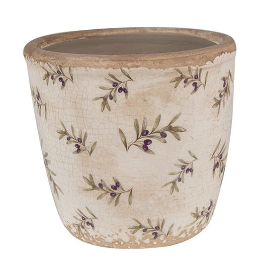 Ceramic flower planter in vintage style Olives 5x5 in (13*12 cm)