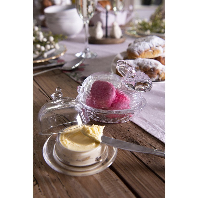 Vintage Glass Bunny Butter Dish, 12х8х9 cm
