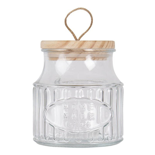 Round glass storage pot with lid