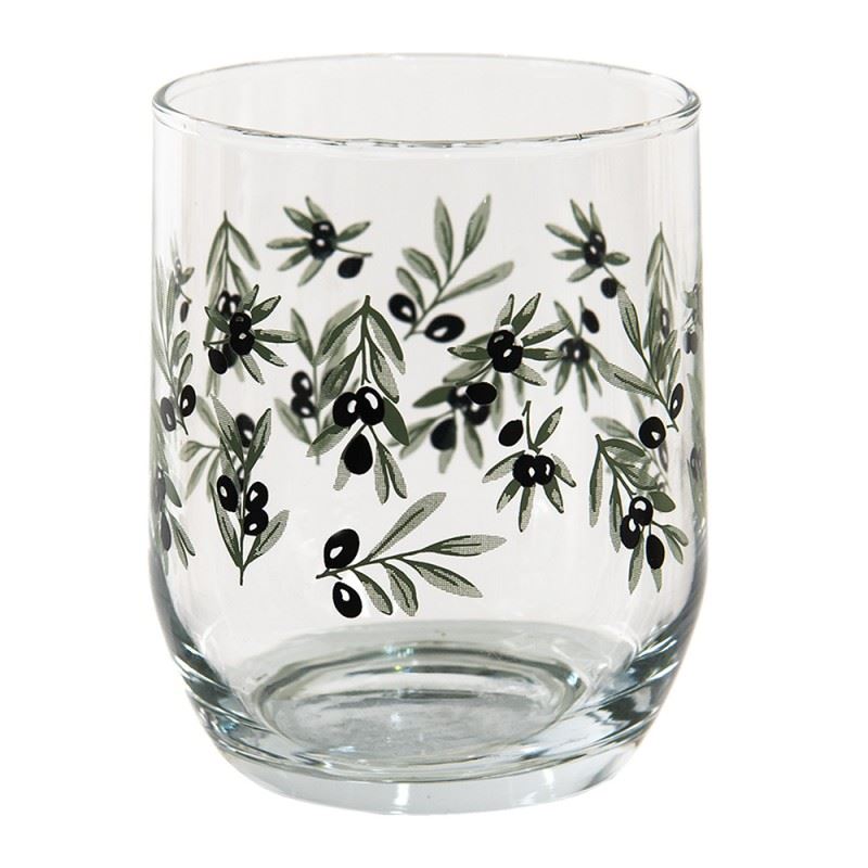 Glass with olive print