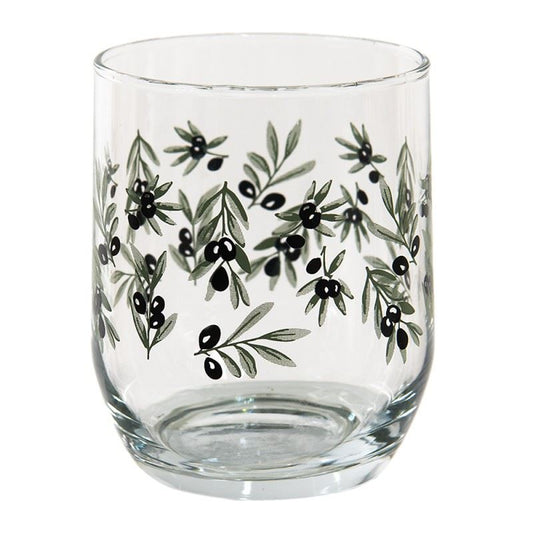 Glass with olive print