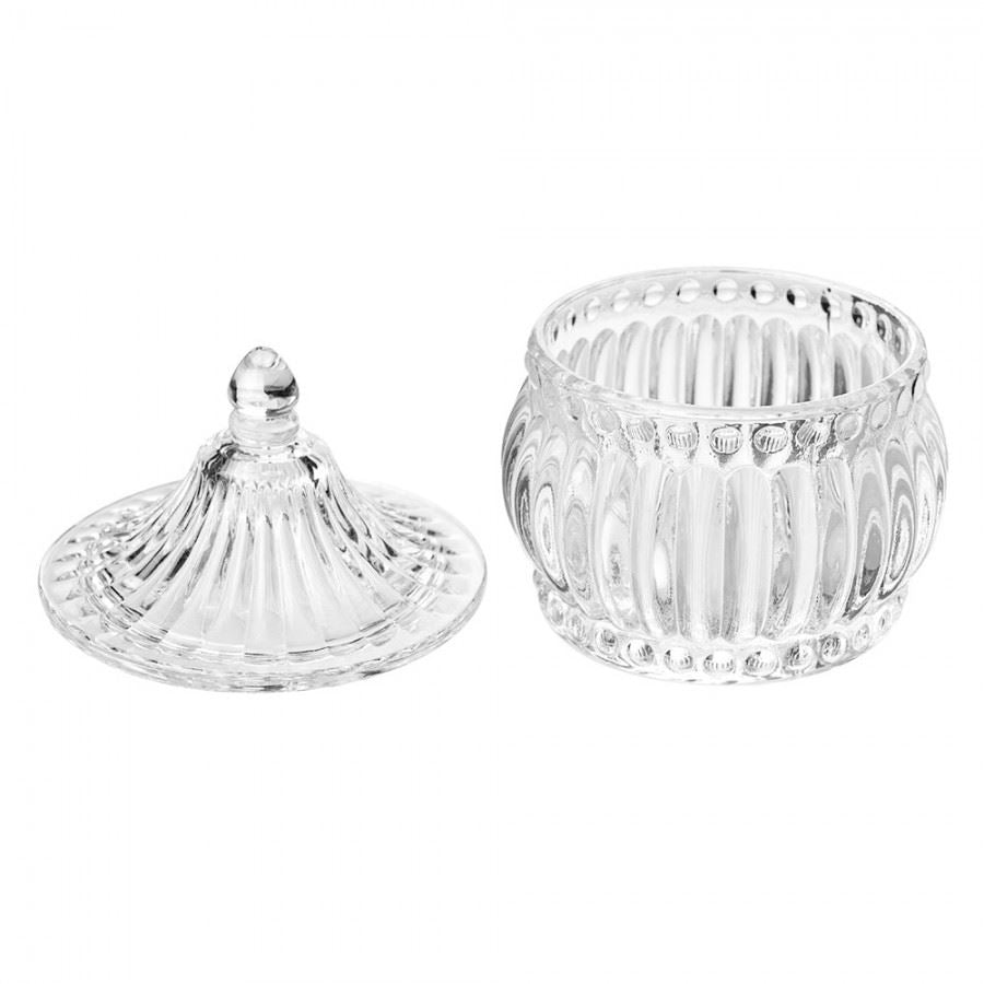 Glass bonbonniere for sweets/nuts/dried fruits, 8*10 cm, 6GL5007