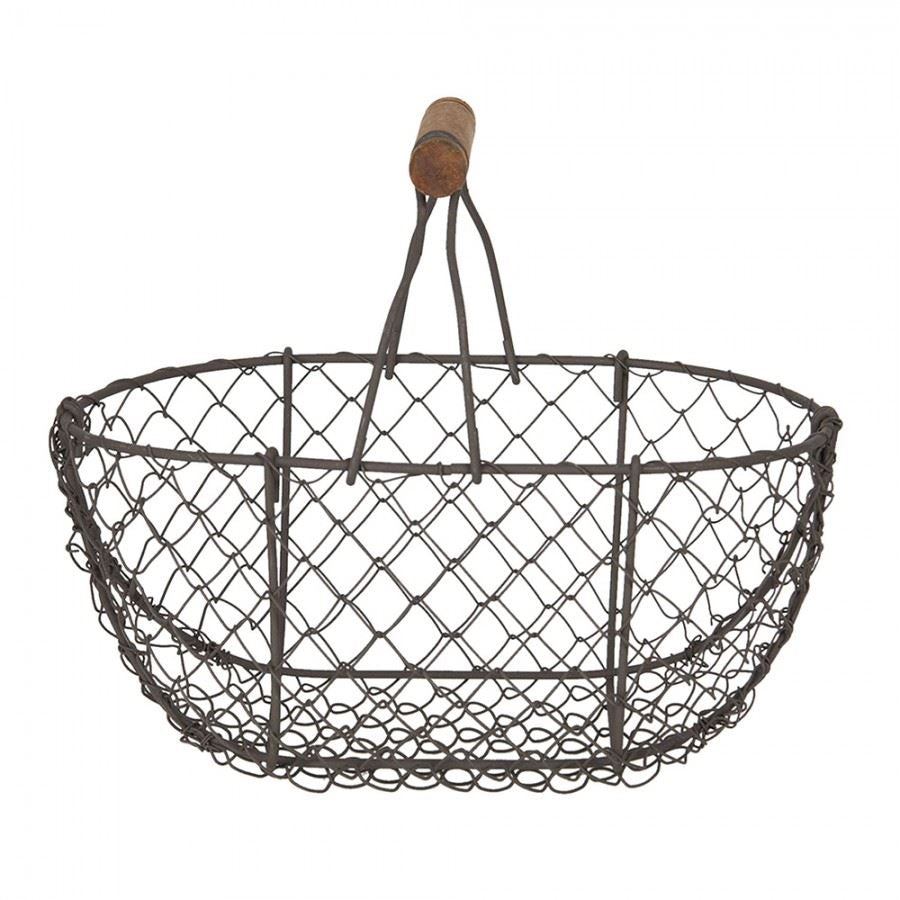 Vintage French Wire Basket - Petite with Wooden Handle