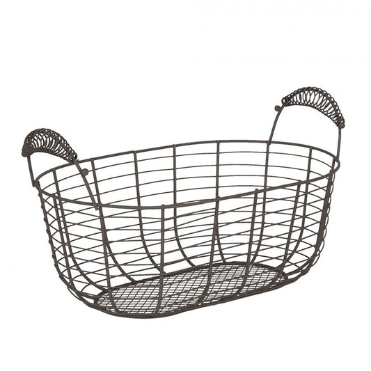 Vintage European Wire Metal Basket, 14х7.6х6.4 in (35*19*16 cm)