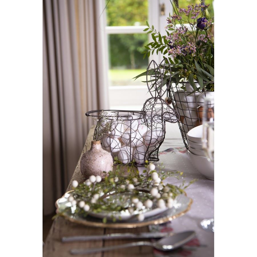 Vintage European Bunny Wire Basket, 10х5х11 in (26*13*28 cm)