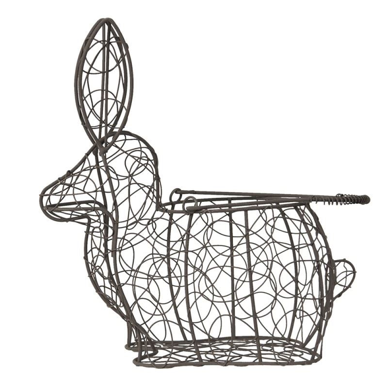 Vintage European Bunny Wire Basket, 10х6х11 in (26*15*28 cm)