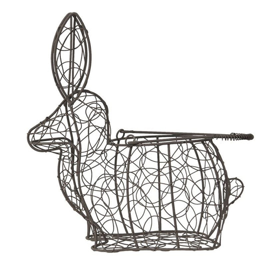 Vintage European Bunny Wire Basket, 10х6х11 in (26*15*28 cm)