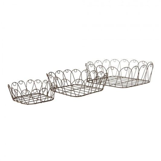 Set of 3 Decorative Metal Wire Baskets – Stylish Durable Storage