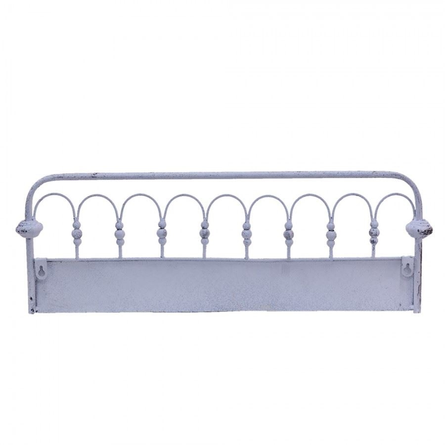 Wall-mounted grey-beige metal shelf