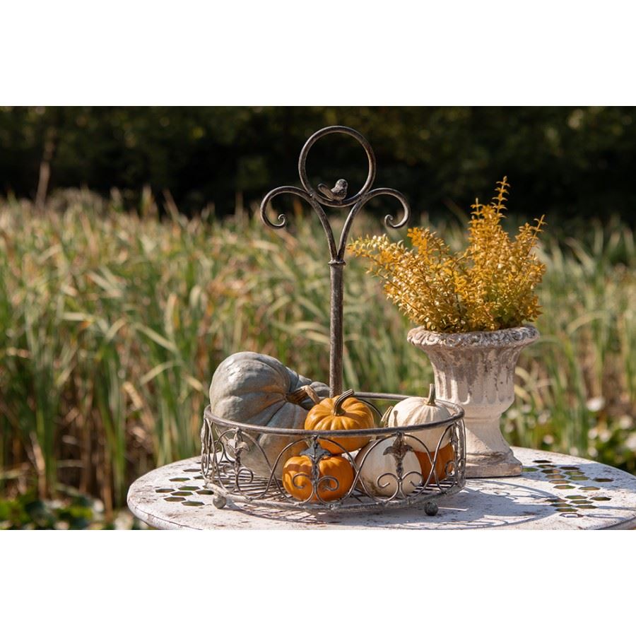 Antique-Style Metal Basket - Versatile Decor for Home & Gifts