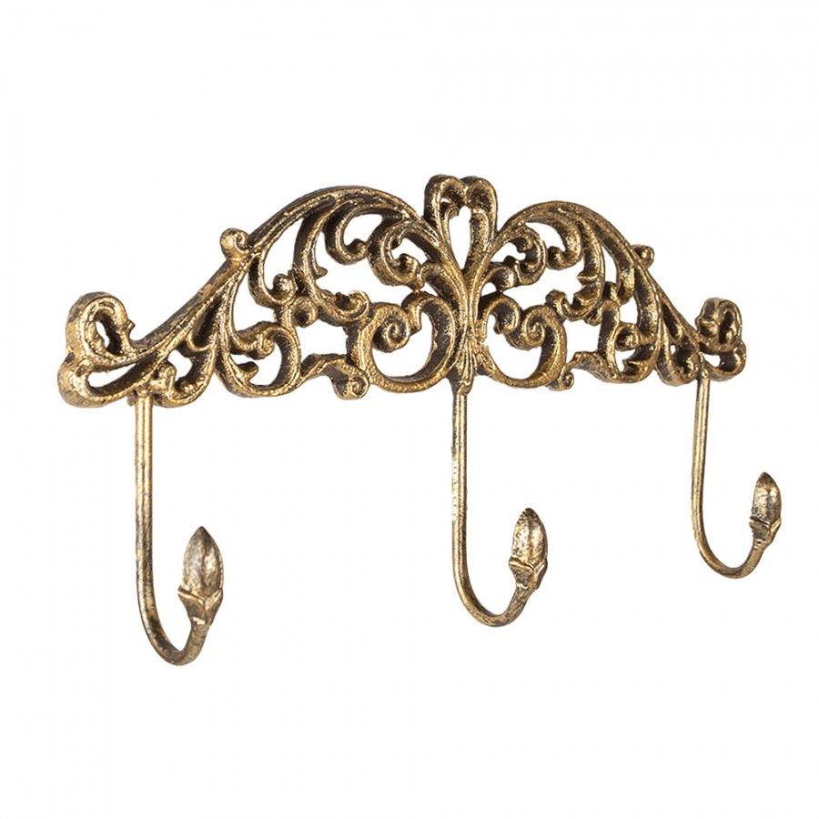 Vintage Gold Wall Hooks – Elegant Space-Saving Coat Rack, 38х5х19 cm