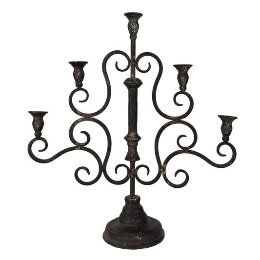 Vintage Iron Scrollwork Candelabra 18.4x5.6x19.6 in (46х14х49 cm)